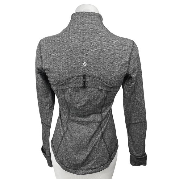 Lululemon Define Women's Gray Herringbone Zip Up High Neck Thumbholes Jacket 6 - Picture 2 of 5